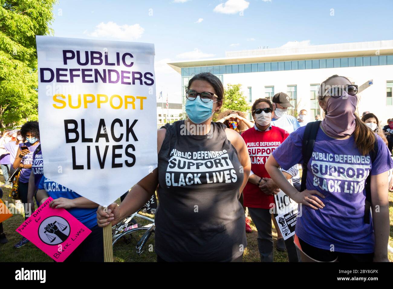 June 8, 2020. Roxbury, MA. Public defenders hold Black Lives Matter march in Roxbury Local public defenders rallied with members of the Black communit Stock Photo