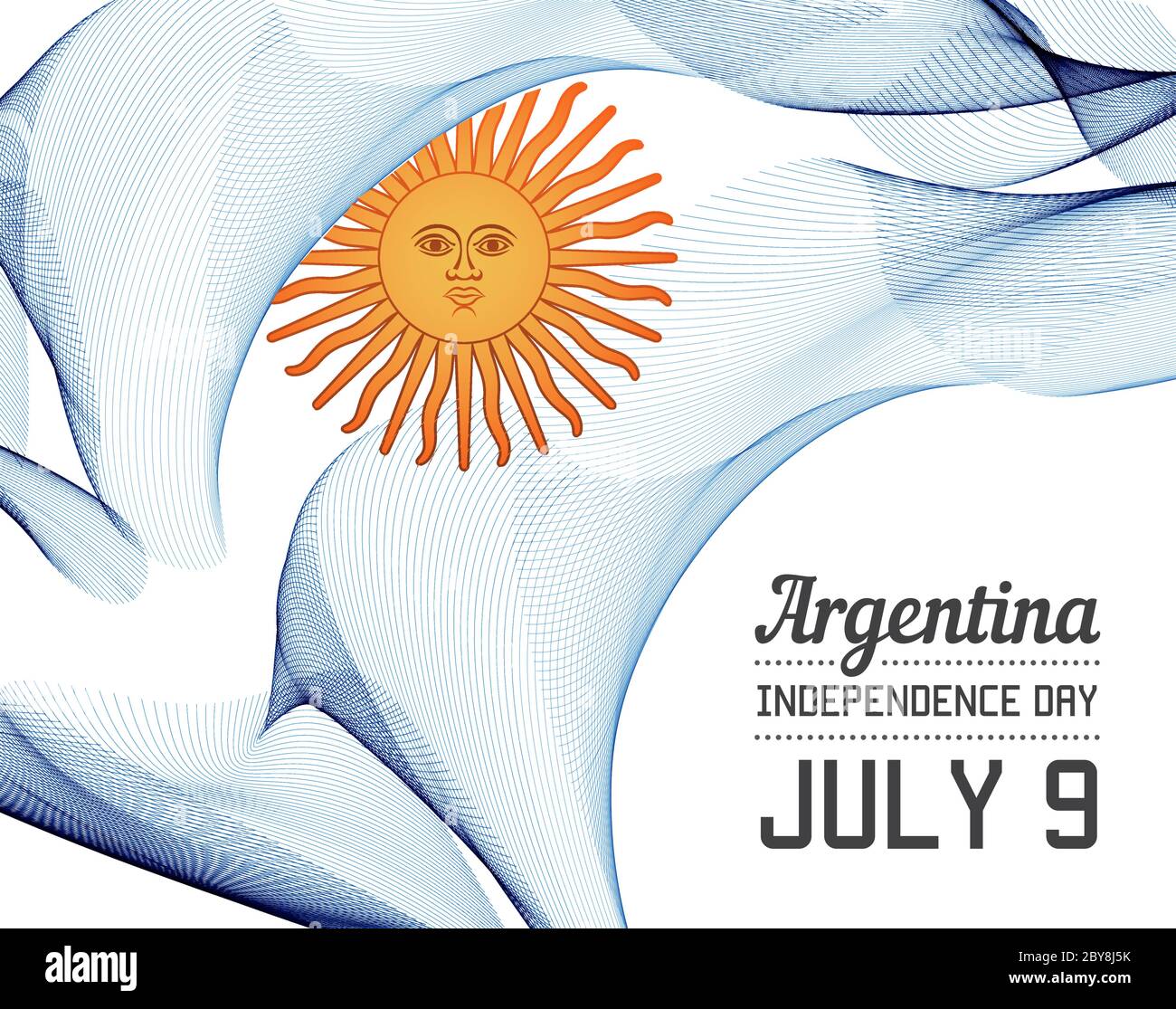 National Day of Country in Blending Lines Style Vector with Date Stock ...