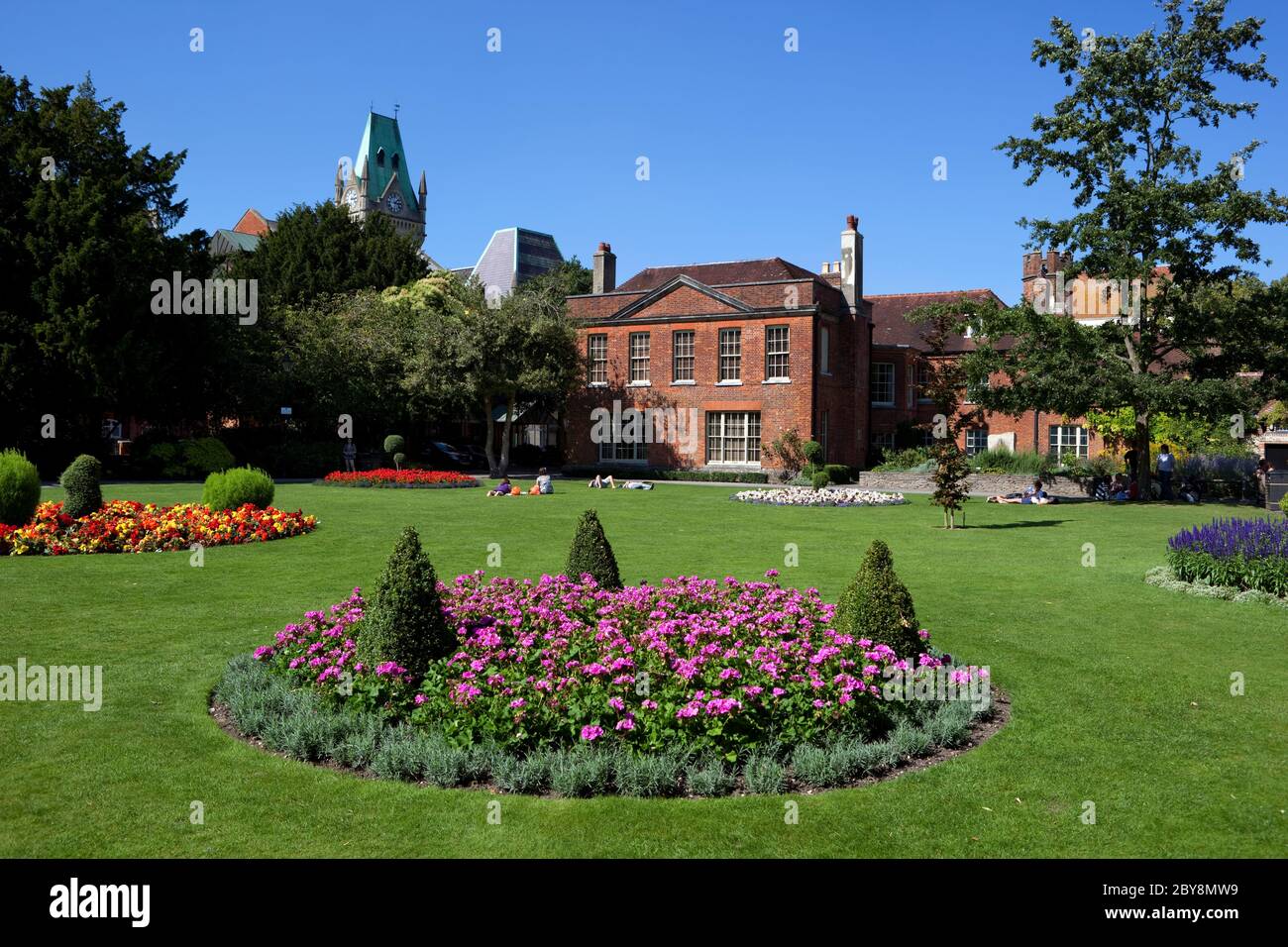 The Abbey Gardens With The Abbey House And Clock Tower Of The Guildhall the-abbey-gardens-with-the-abbey-house-and-clock-tower-of-the-guildhall