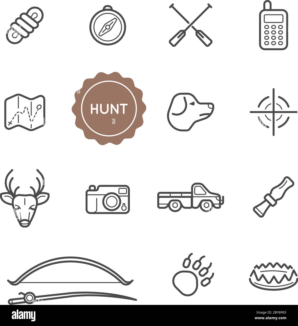 Set of Outdoor Hunting Vector Illustration Elements can be used as Logo ...