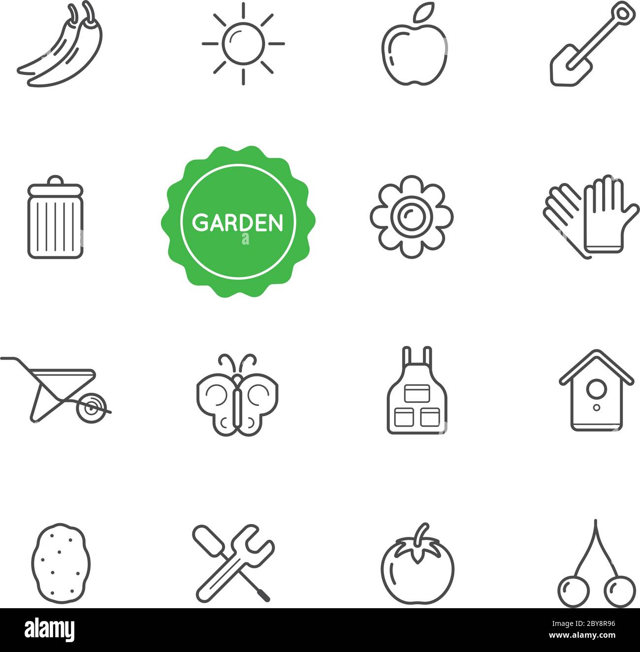 Set of Garden Vector Illustration Elements can be used as Logo or Icon in premium quality Stock Vector
