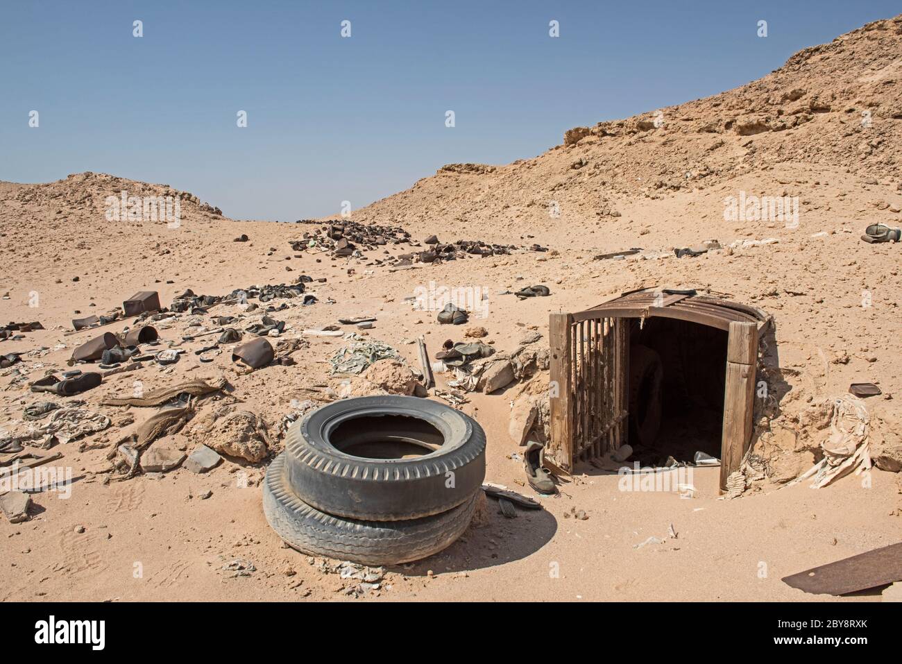 Remains of an old abandoned military army underground bunker dugout in ...