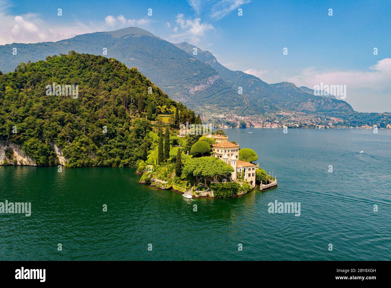 Villa del Balbianello (1787) - Lavedo - Lenno - Lake Como (IT) - Aerial View Stock Photo