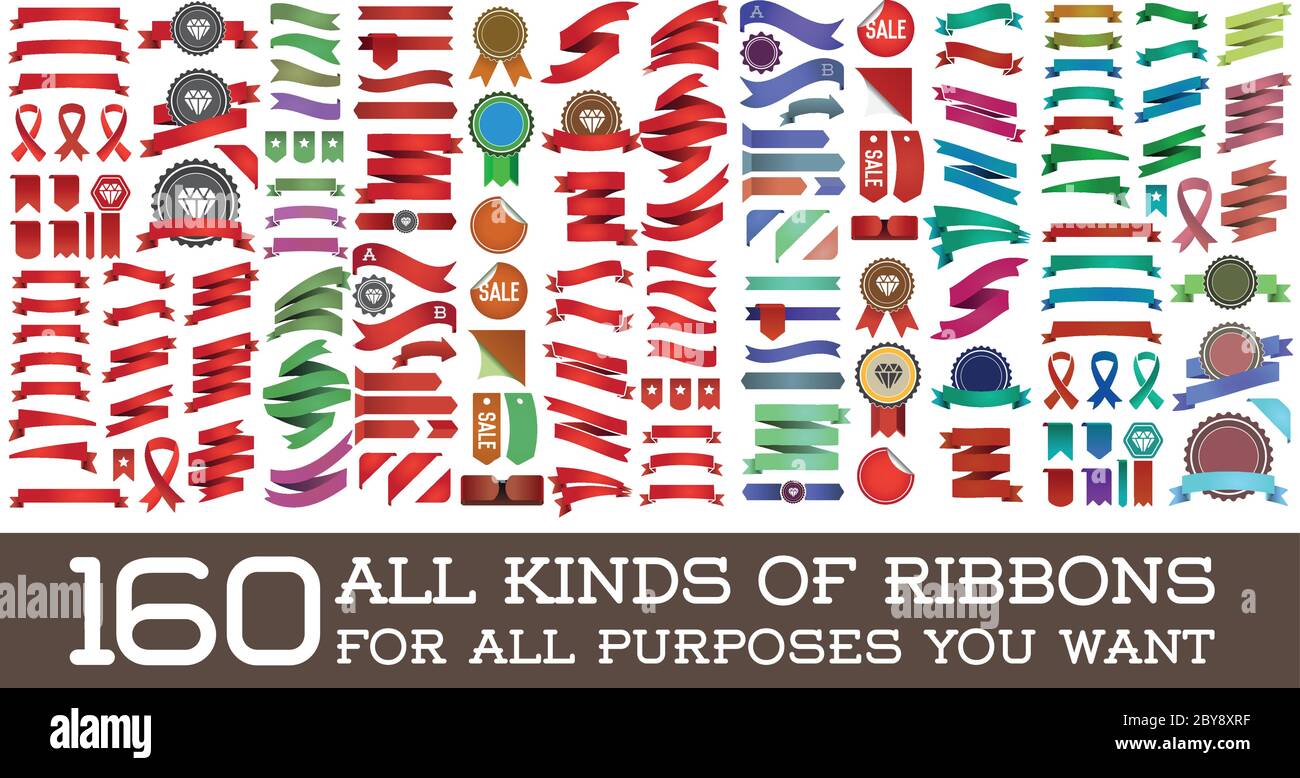 Big Set of Ribbons and Labels in Vector Retro and Vintage for All ...