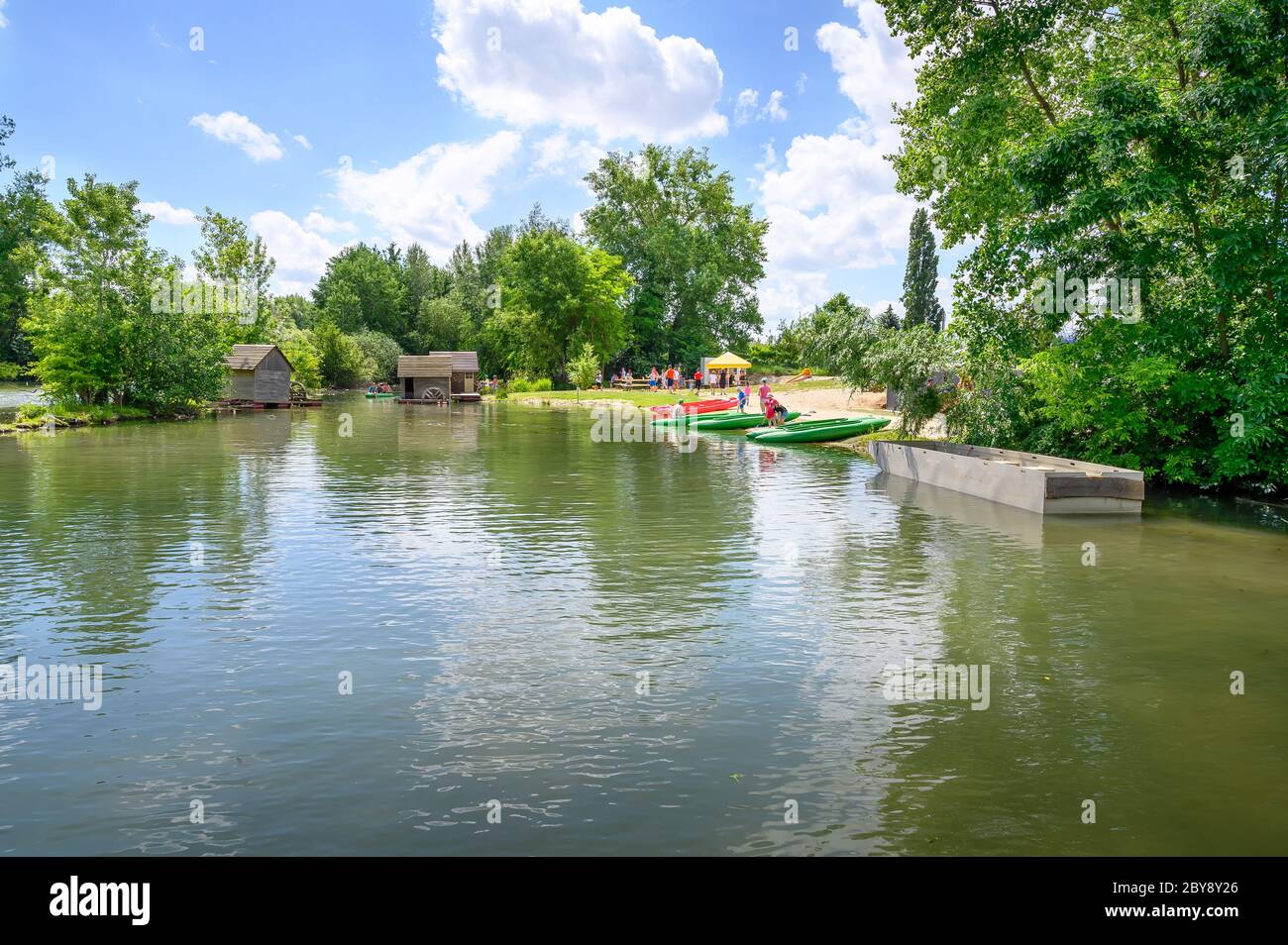 Korzo Zalesie - area for leisure activities by Little Danube river in village of Zalesie (SLOVAKIA) Stock Photo