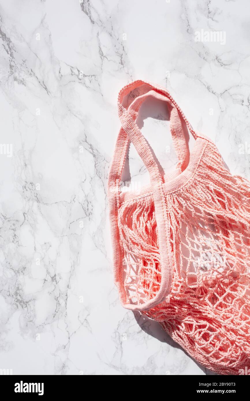 reusable mesh cotton shopping bag, plastic free zero waste concept