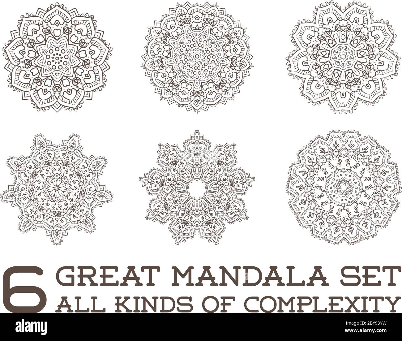 Set Of Ethnic Fractal Mandala Vector Meditation Tattoo Looks Like Snowflake  Or Maya Aztec Pattern Or Flower Too Isolated On White Stock Photo Picture  And Royalty Free Image Image 53933429