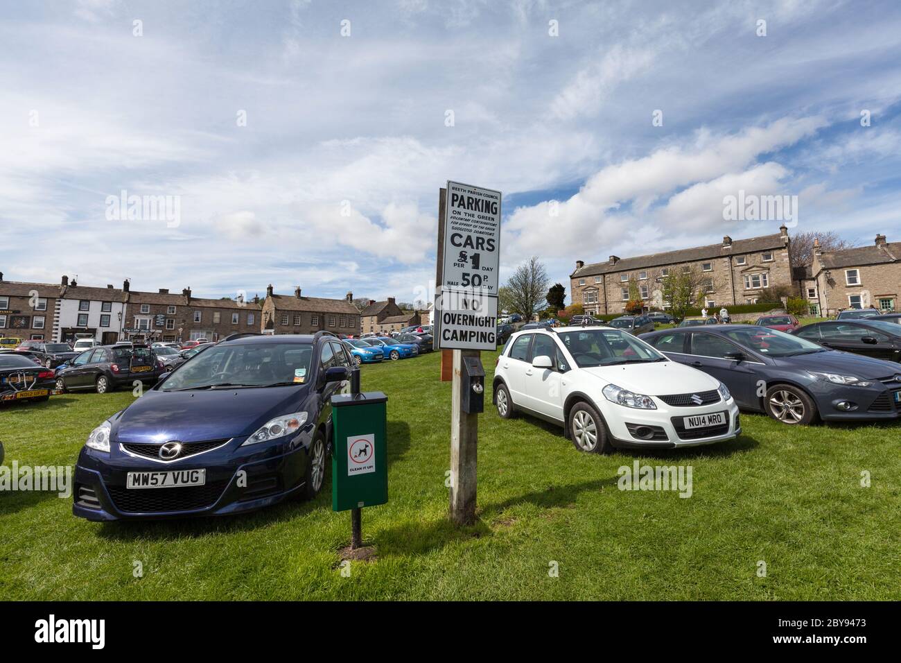 Parking Costs, Reeth, Yorkshire Dales, England Stock Photo