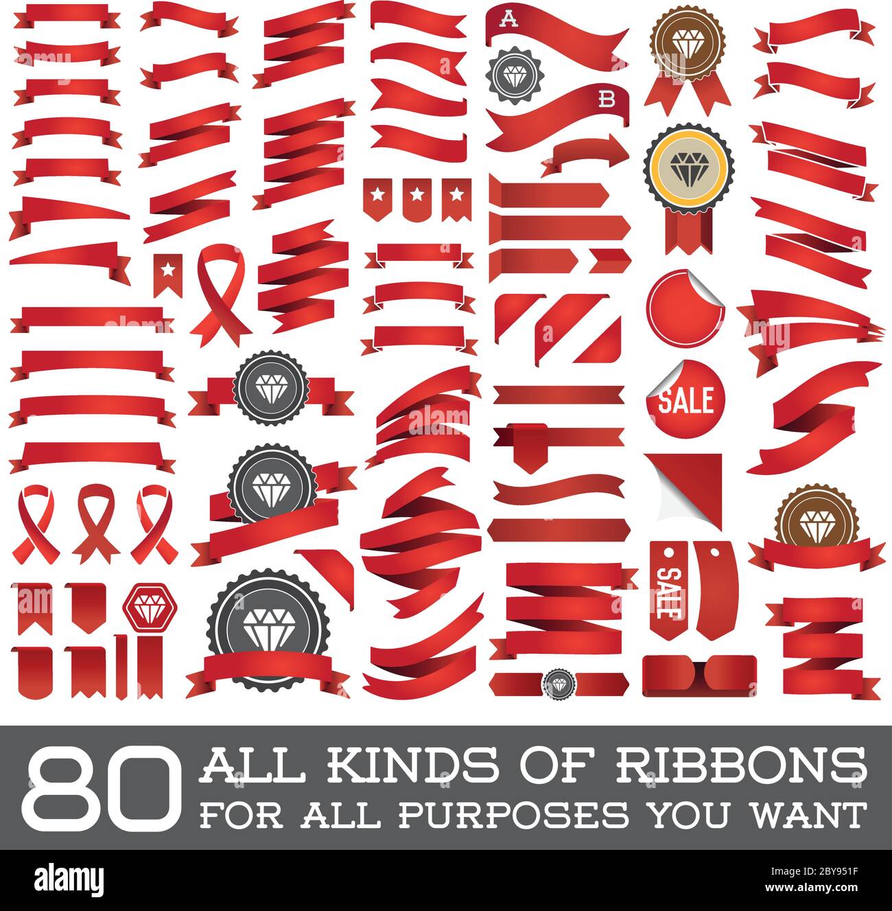 Big Set of Ribbons and Labels in Vector Retro and Vintage for All ...