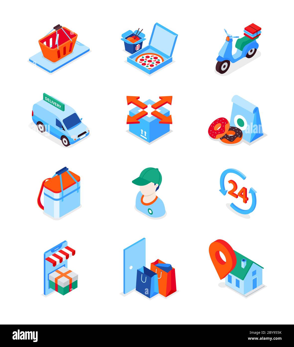 Food delivery service - modern isometric icons set Stock Vector Image ...