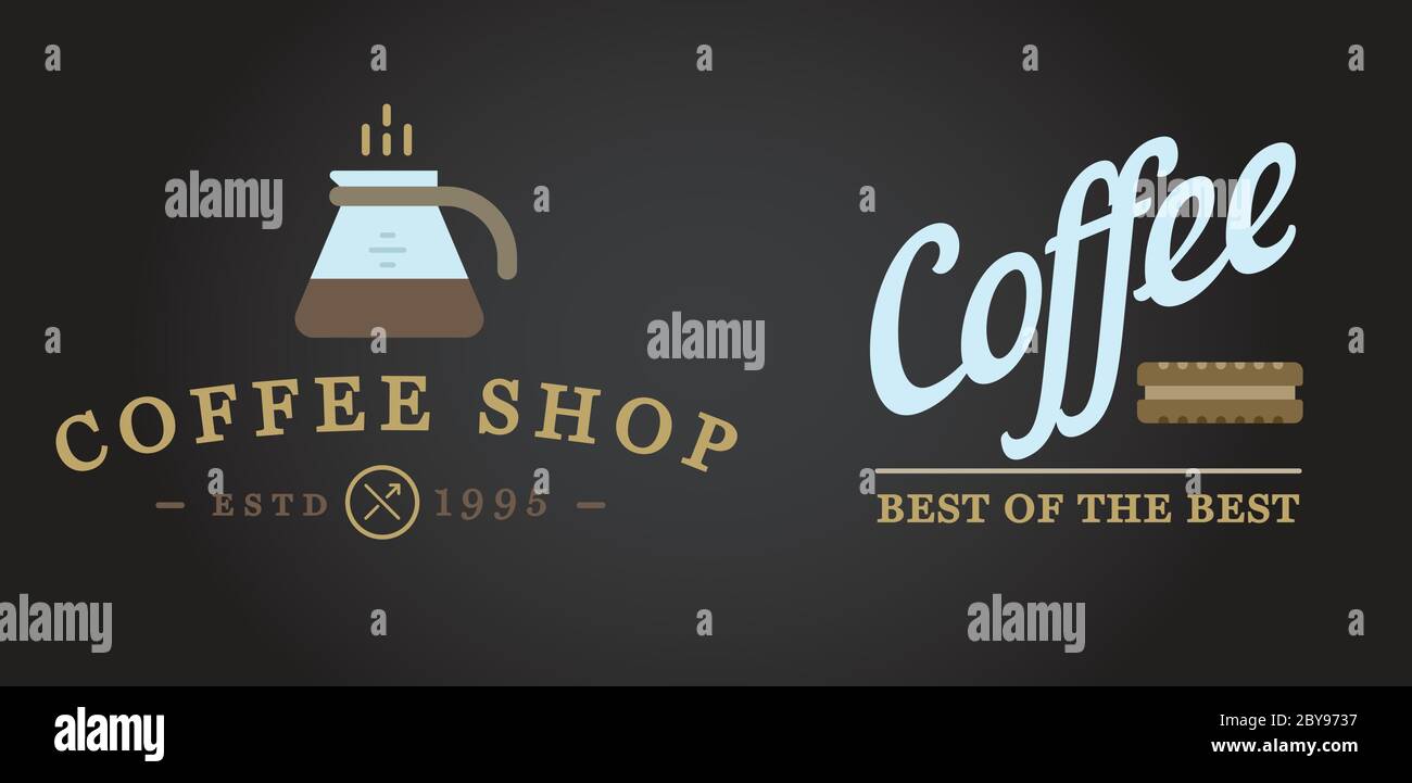Set of Vector Coffee Logotype Templates and Coffee Accessories