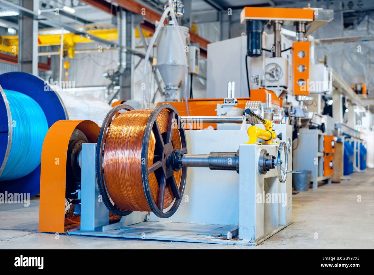 Inside the new factory manufacturing electrical cable. Cable production