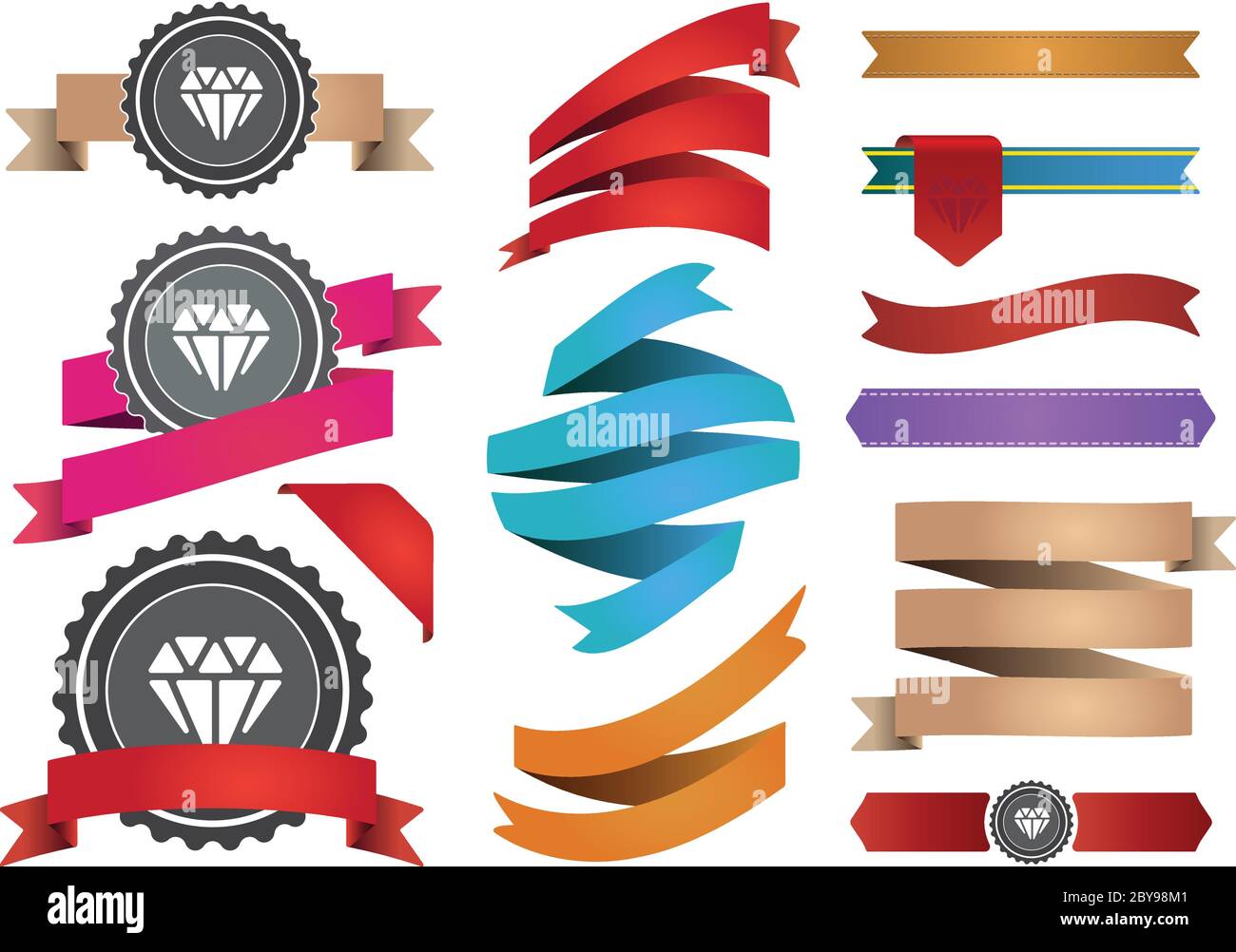 Big Set of Colorful Ribbons and Labels in Vector Retro and Vintage for ...
