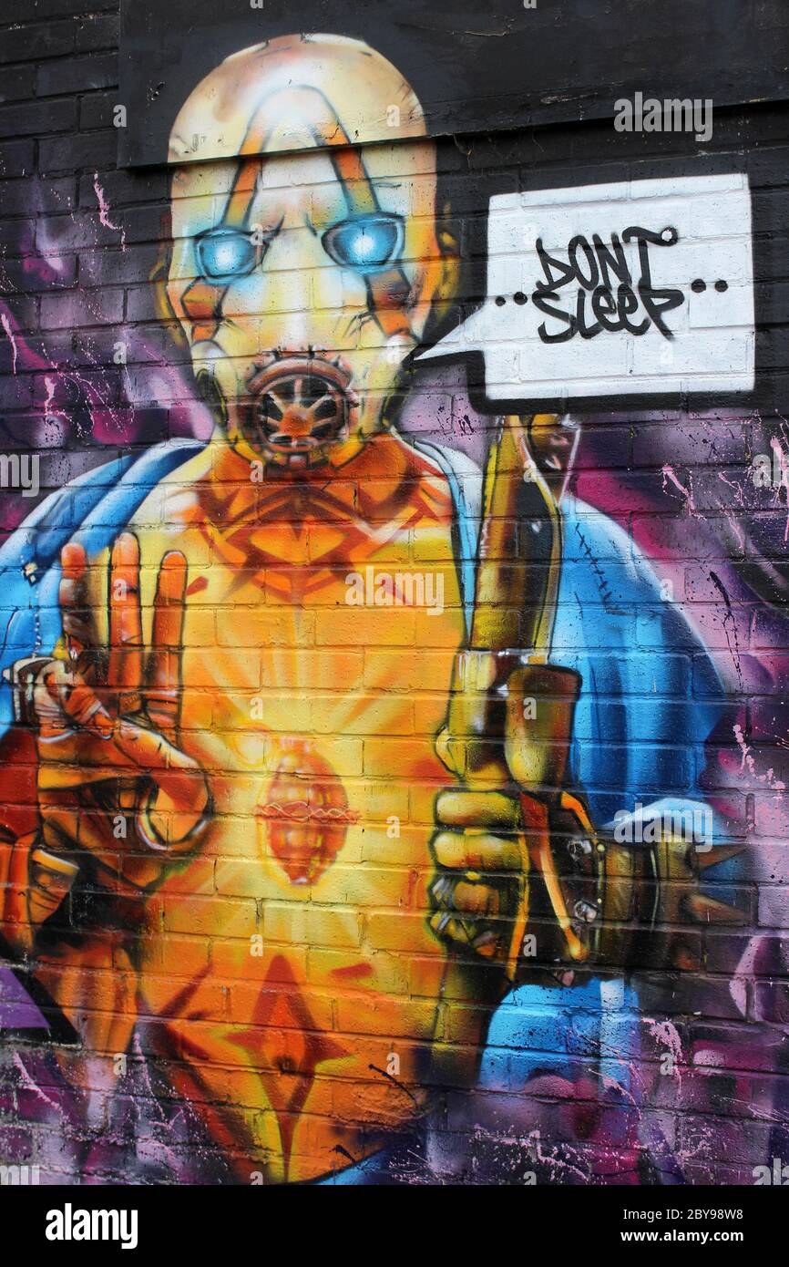Alien Graffiti 'Don't Sleep' Stock Photo
