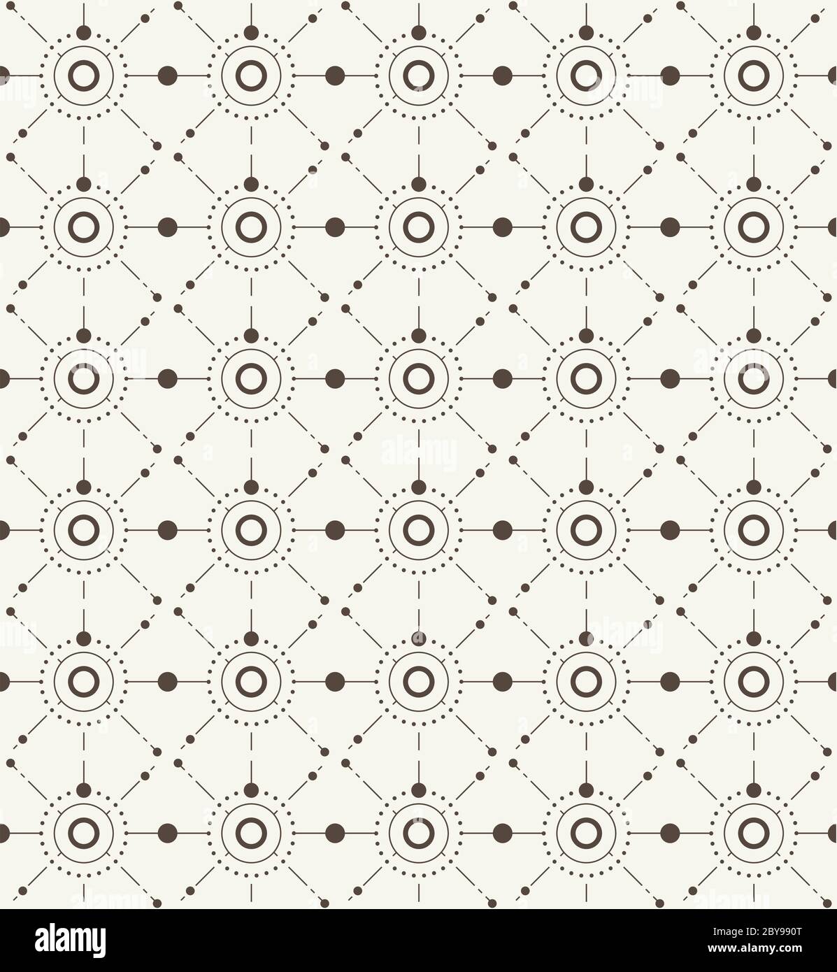 Vector seamless pattern with modern stylish texture repeating geometric background with circles variously sized in nodes Stock Vector