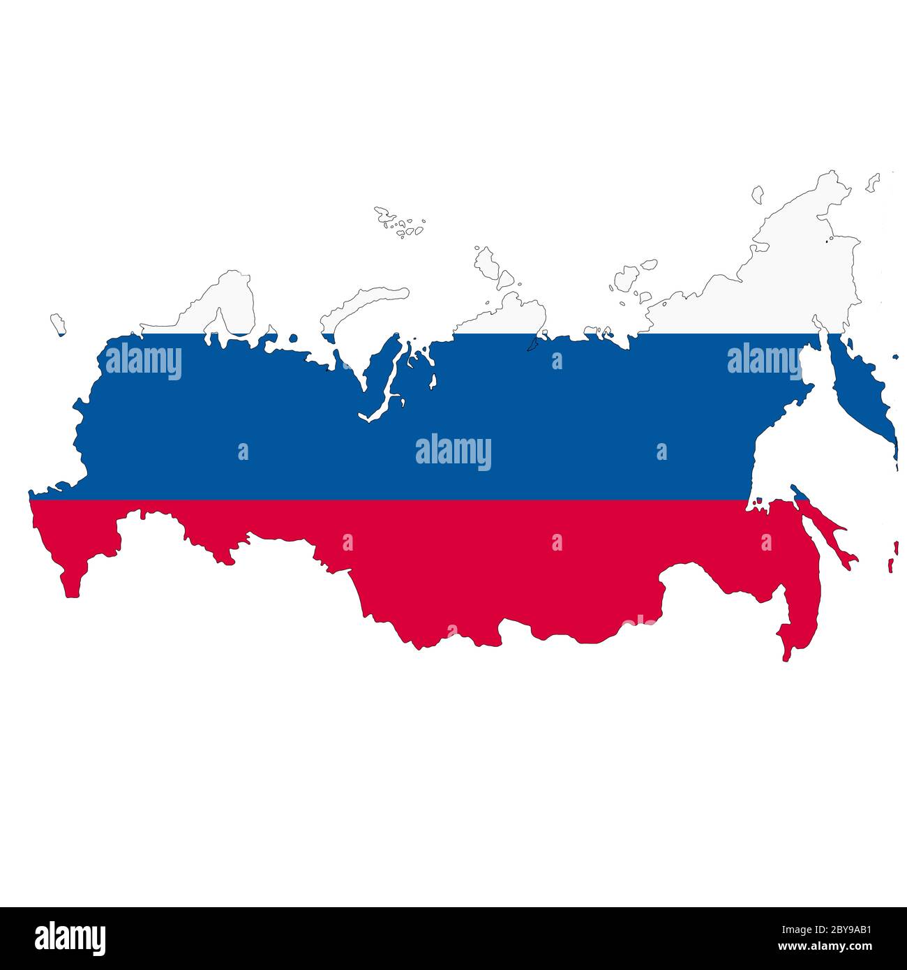 Russia map on white background with clipping path Stock Photo