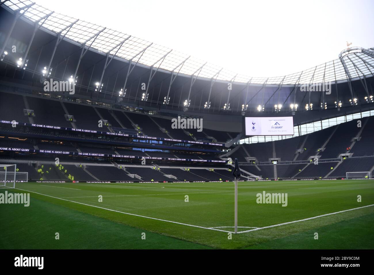 LONDON, ENGLAND - APRIL 13, 2019: General view of the venue seen prior to the 2018/19 Premier League game between Tottenham Hotspur and Huddersfield Twon at Tottenham Hotspur Stadium. Stock Photo