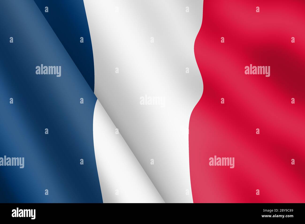 France tricolor waving flag illustration wind ripple Stock Photo
