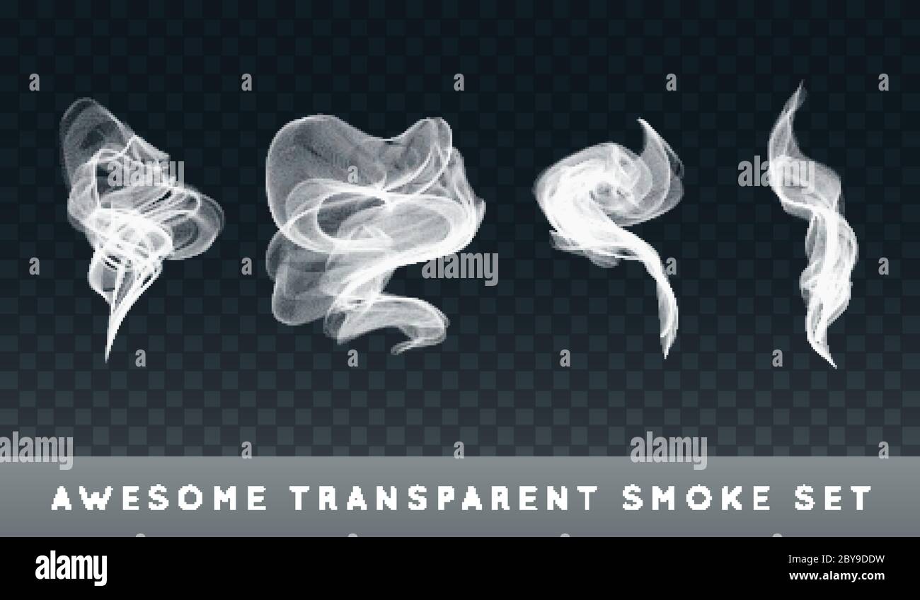 Premium Vector  Set of several realistic transparent smoke or