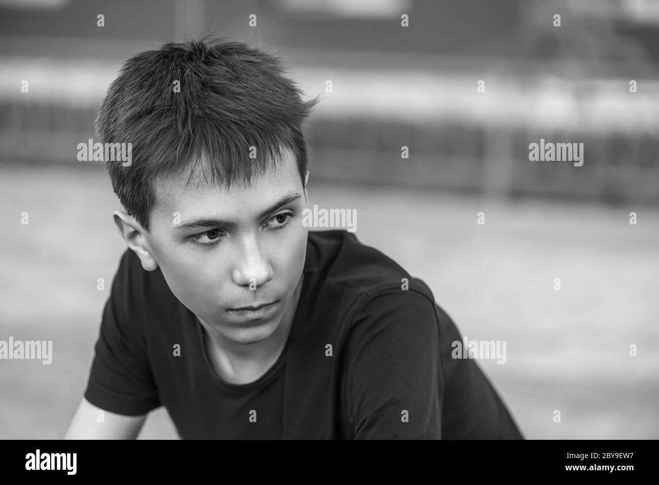 Black male teen Black and White Stock Photos & Images - Alamy