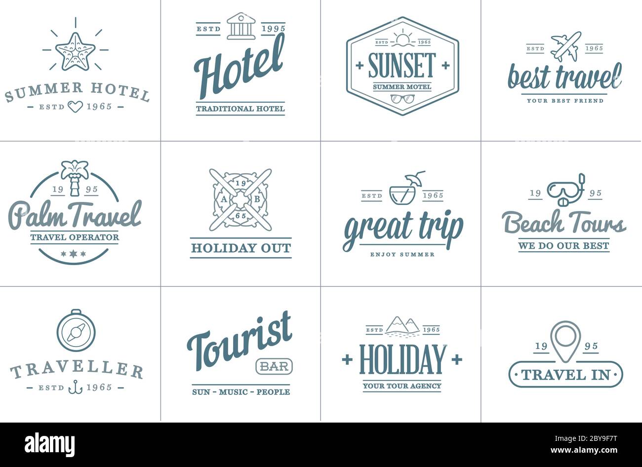 Set of Vector Travel Tourism and Holiday Elements Icons Illustration ...