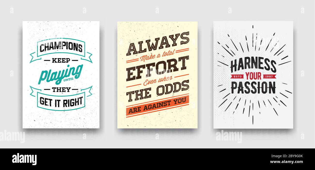 Set of Vector Grunge Concept with Inspiration Phrase for Poster or T ...