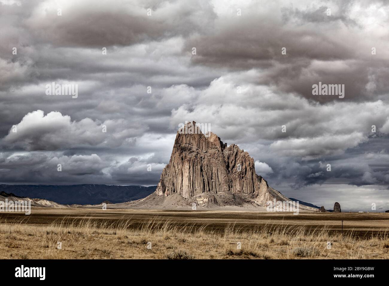 NM00549-00...NWE MEXICO - Shiprock named a National Natural Landmark by the National Park Service governed by the  Navajo Nation in San Juan County. Stock Photo