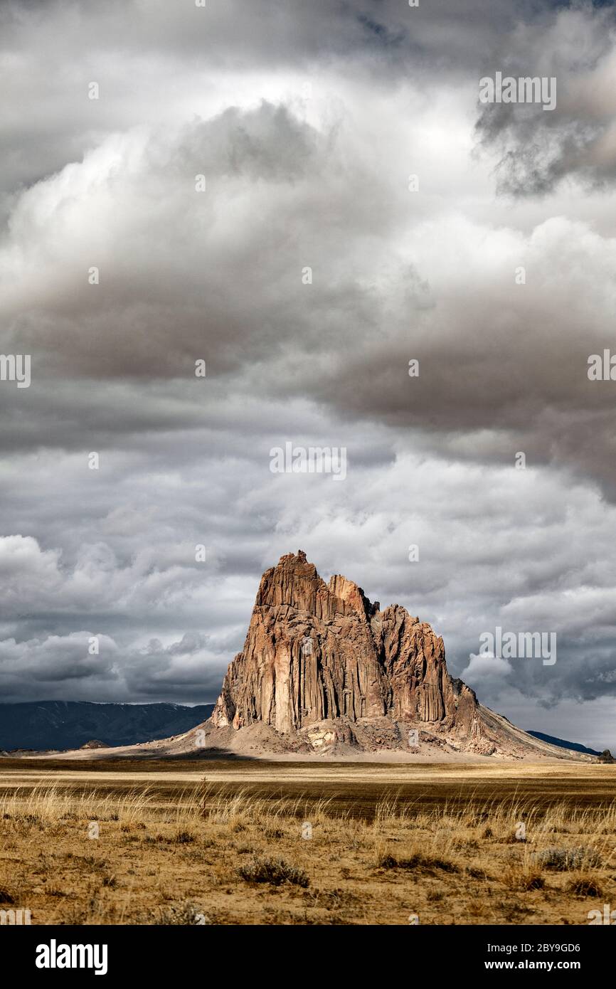 NM00550-00...NEW MEXICO - Shiprock named a National Natural Landmark by the National Park Service governed by the  Navajo Nation in San Juan County. Stock Photo