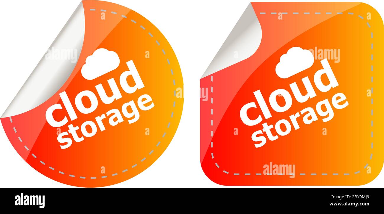 cloud storage - cloud computing icon stickers set Stock Photo