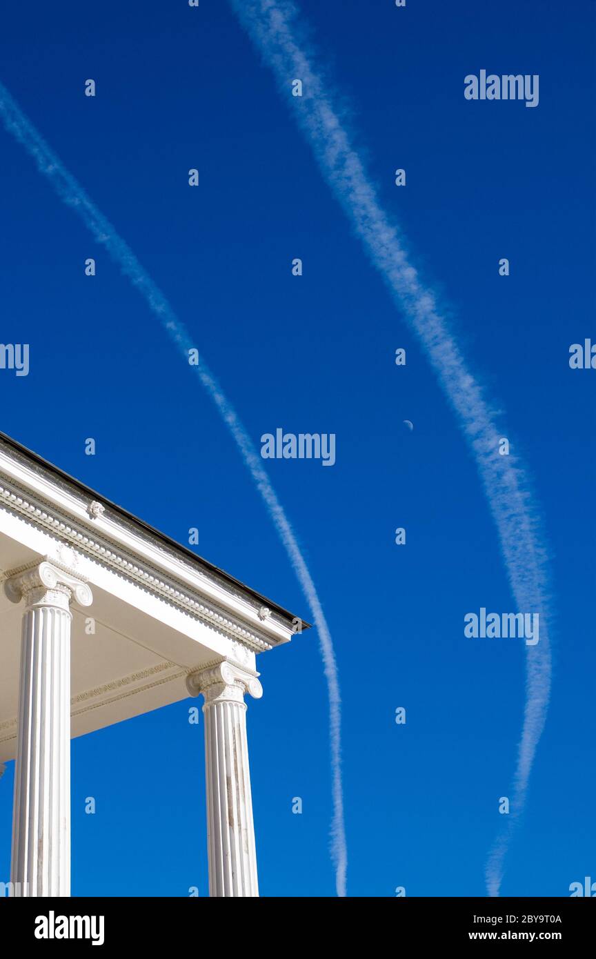 white columns over blue sky background Stock Photo - Alamy
