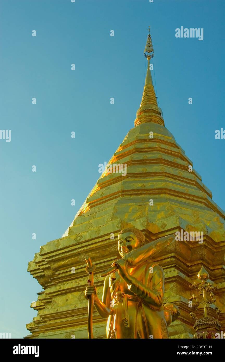 Bolden Buddha in Doi Sutep, Chiang Mai, Thailand Stock Photo