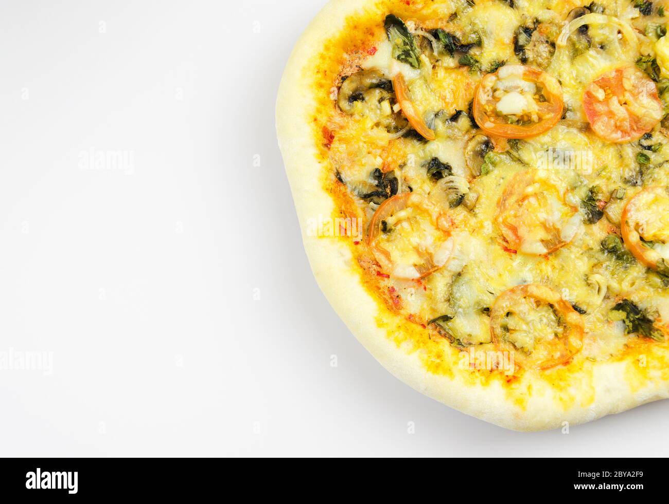 vegetarian pizza on a white background Stock Photo