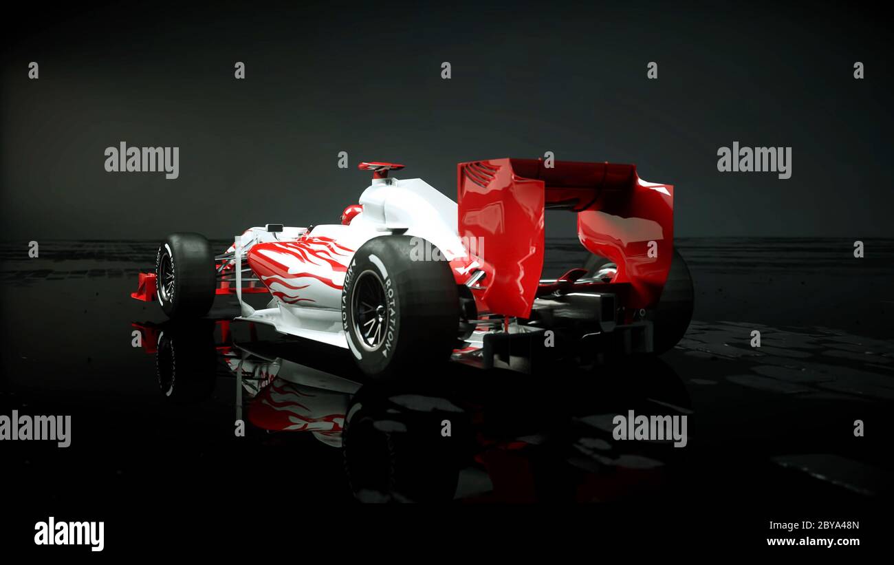 race sport car in dark studio. 3d rendering Stock Photo - Alamy