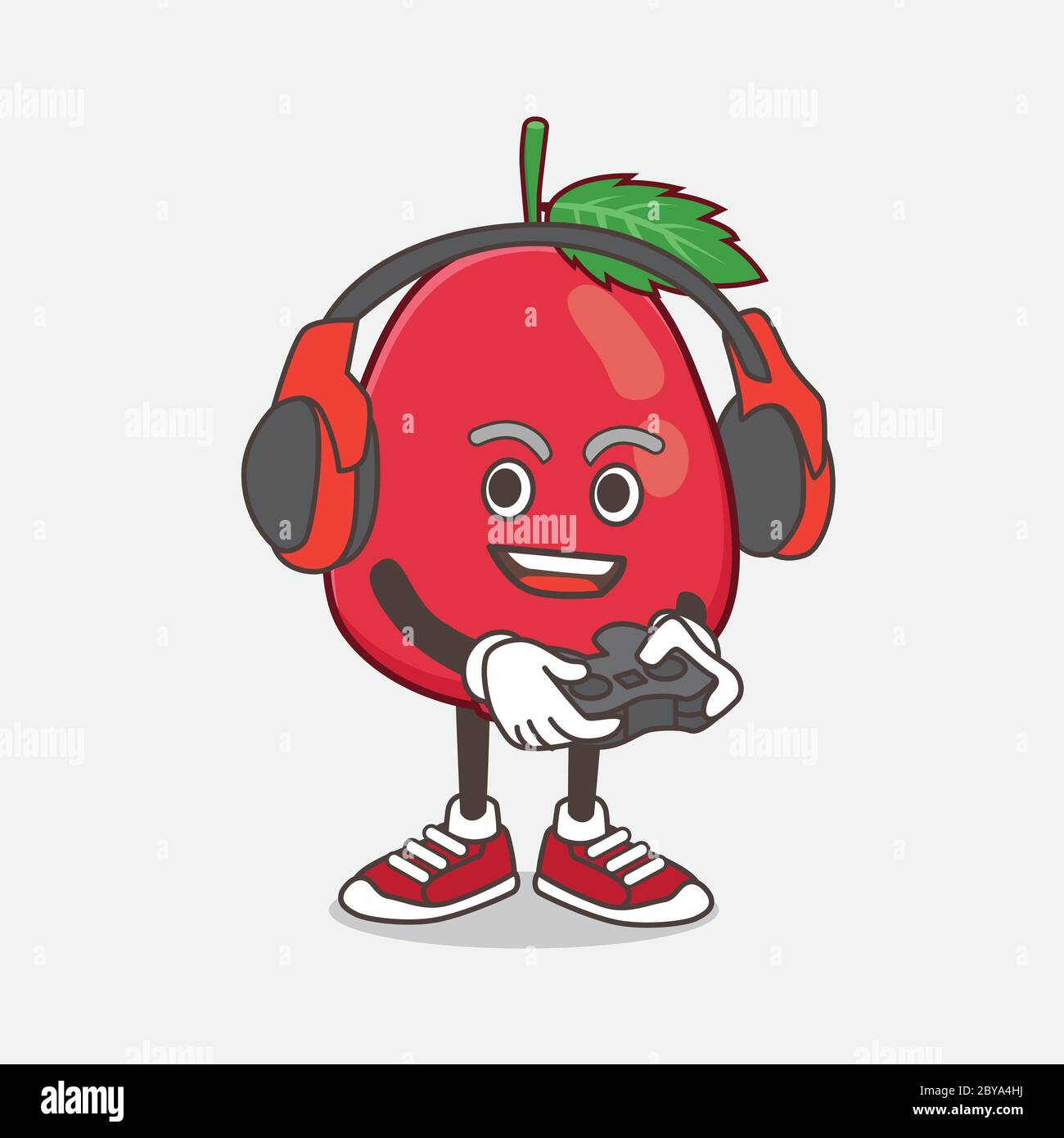 An illustration of Rose Hip Fruit cartoon mascot character play a game ...