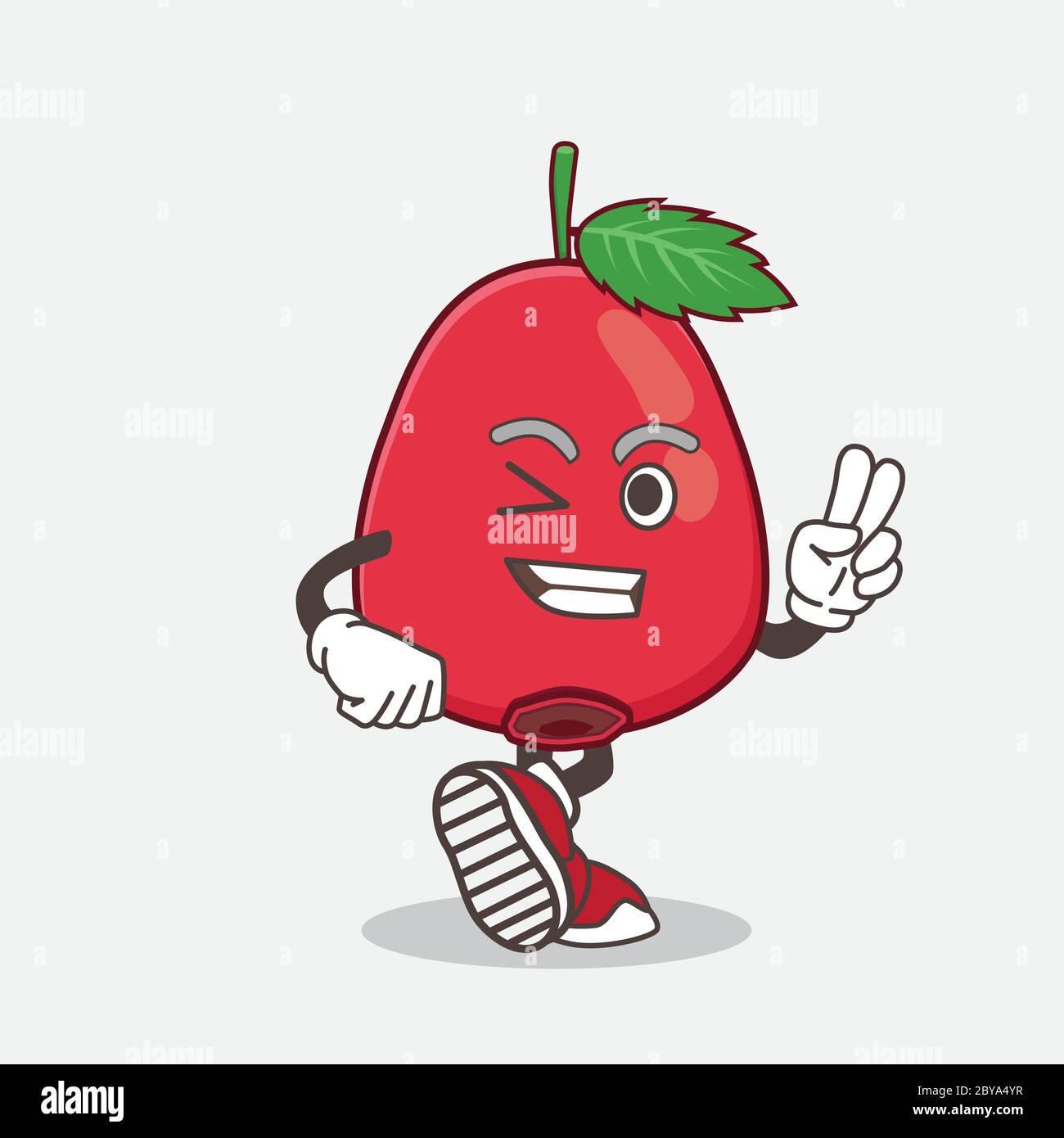 An illustration of Rose Hip Fruit cartoon mascot character with peace ...