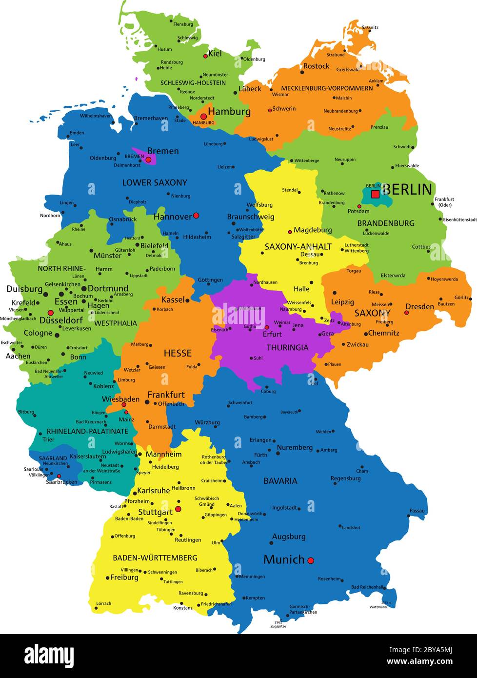 Colorful Germany political map with clearly labeled, separated layers.  Vector illustration Stock Vector Image & Art - Alamy