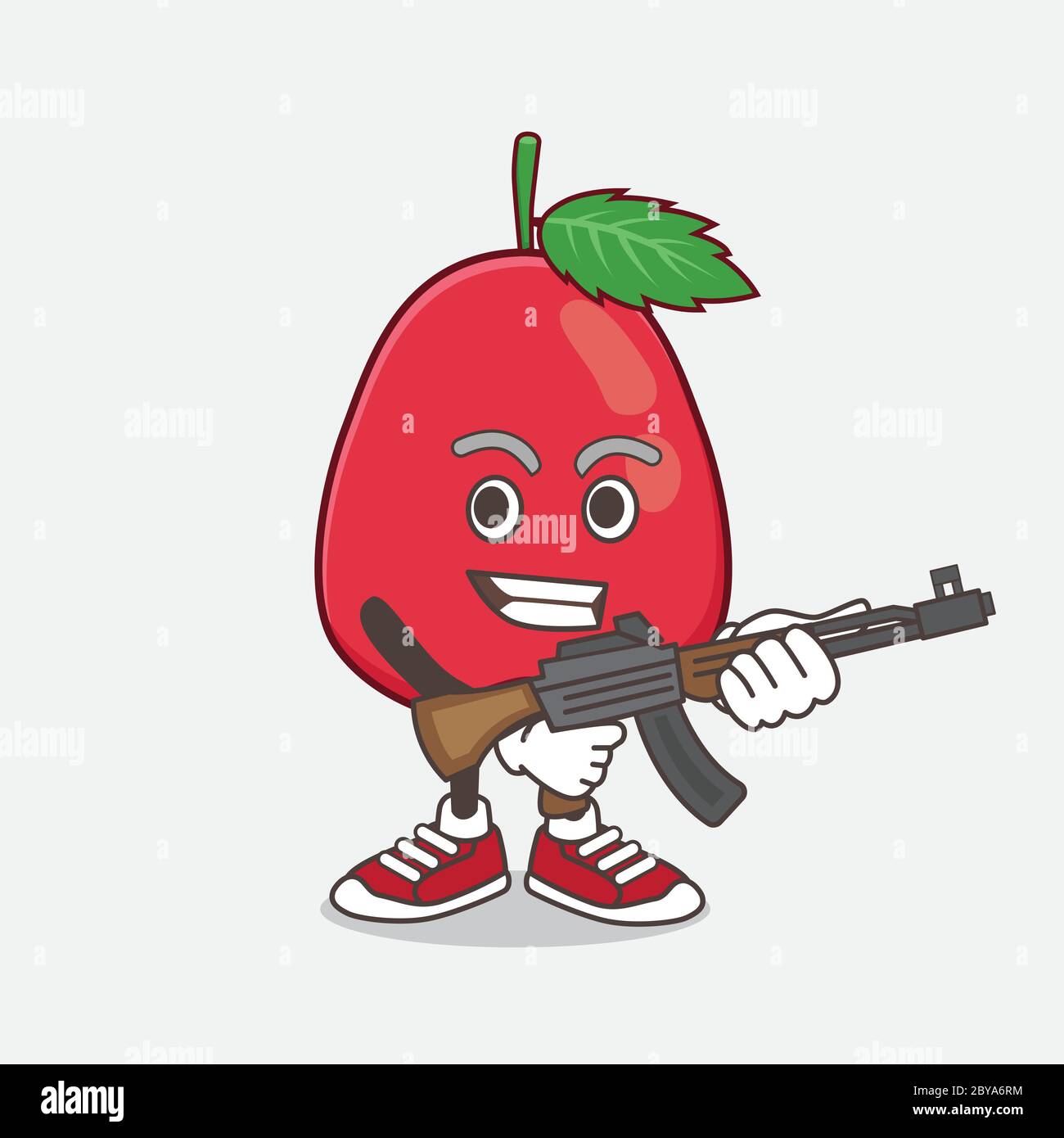 An illustration of Rose Hip Fruit cartoon mascot character with assault ...