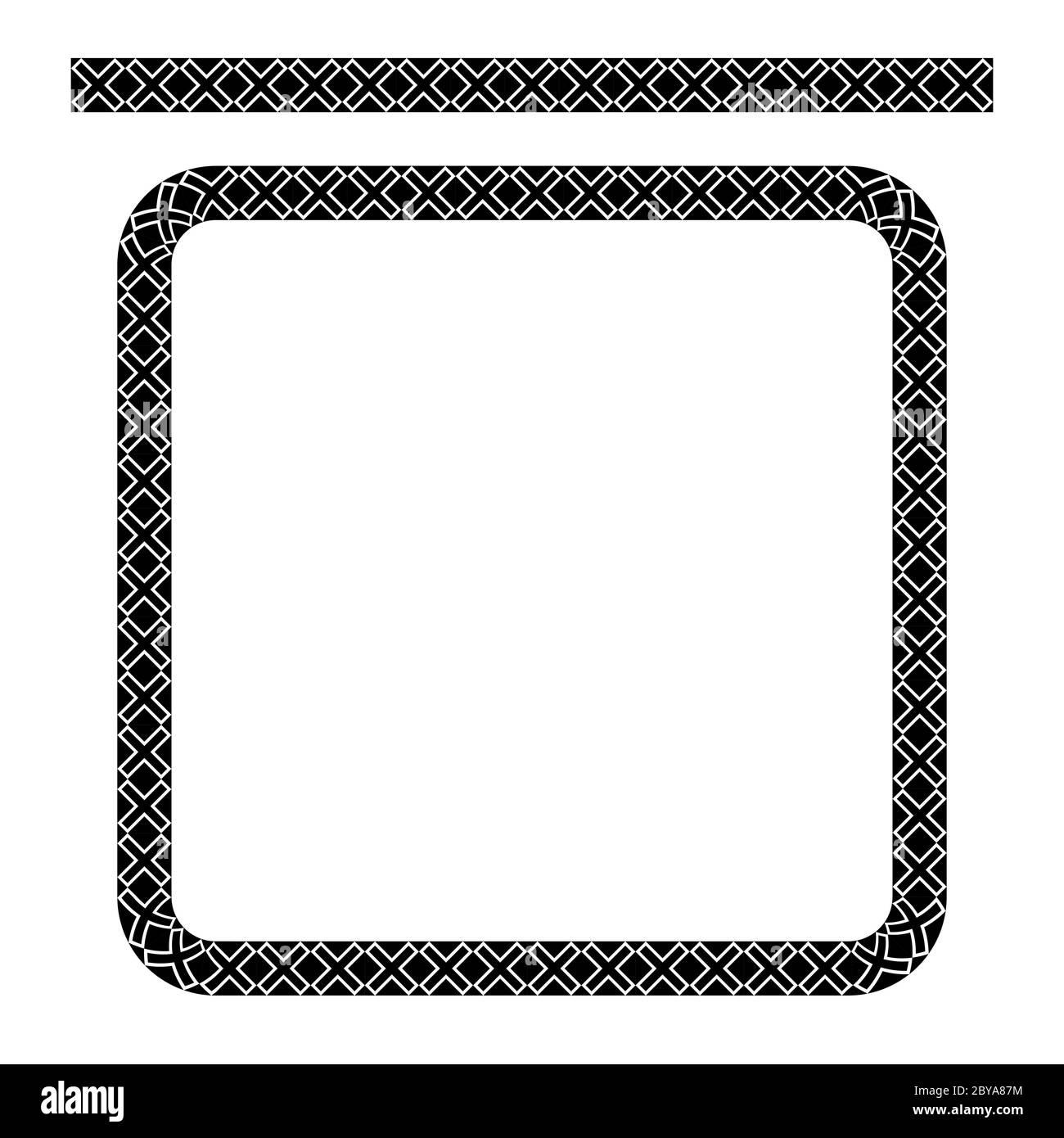 Vector Rounded Corner Square Floral Frame, Isolated On White Stock