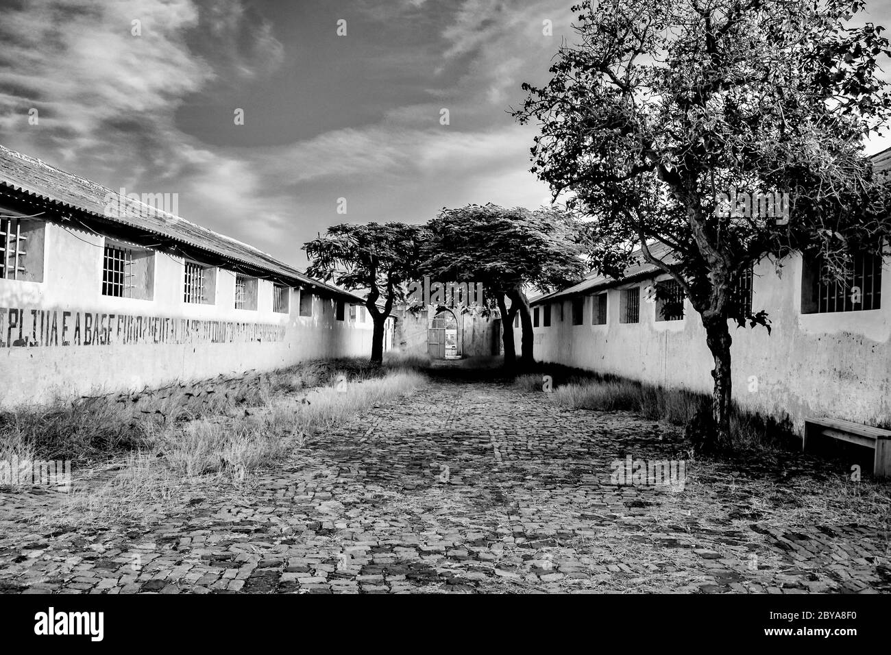 Tarrafal camp (Campo da Morte Lenta) was a prison camp in the Portuguese colony of Cape Verde Stock Photo