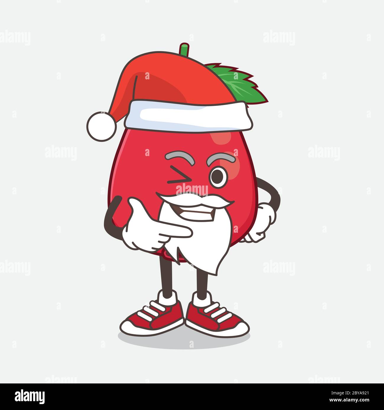 An illustration of Rose Hip Fruit cartoon santa mascot character with ...