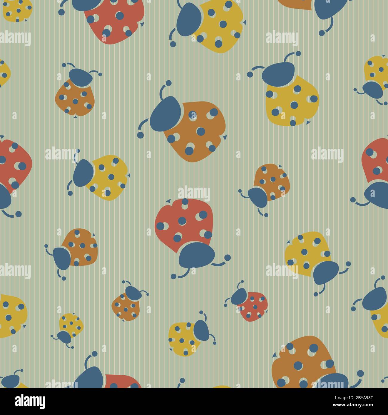 paper cut ladybugs seamless vector pattern Stock Vector