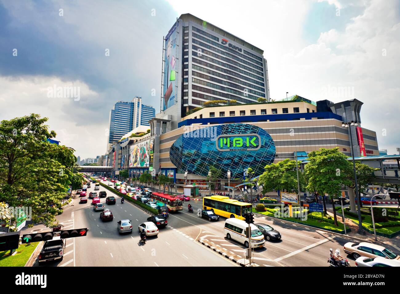 Big automobile stopper near the shoping centre in Bangkok Stock Photo