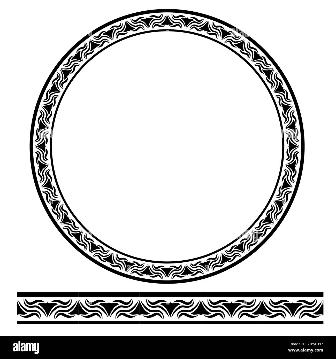 Vector Frame Circle black and white Floral Background Stock Vector