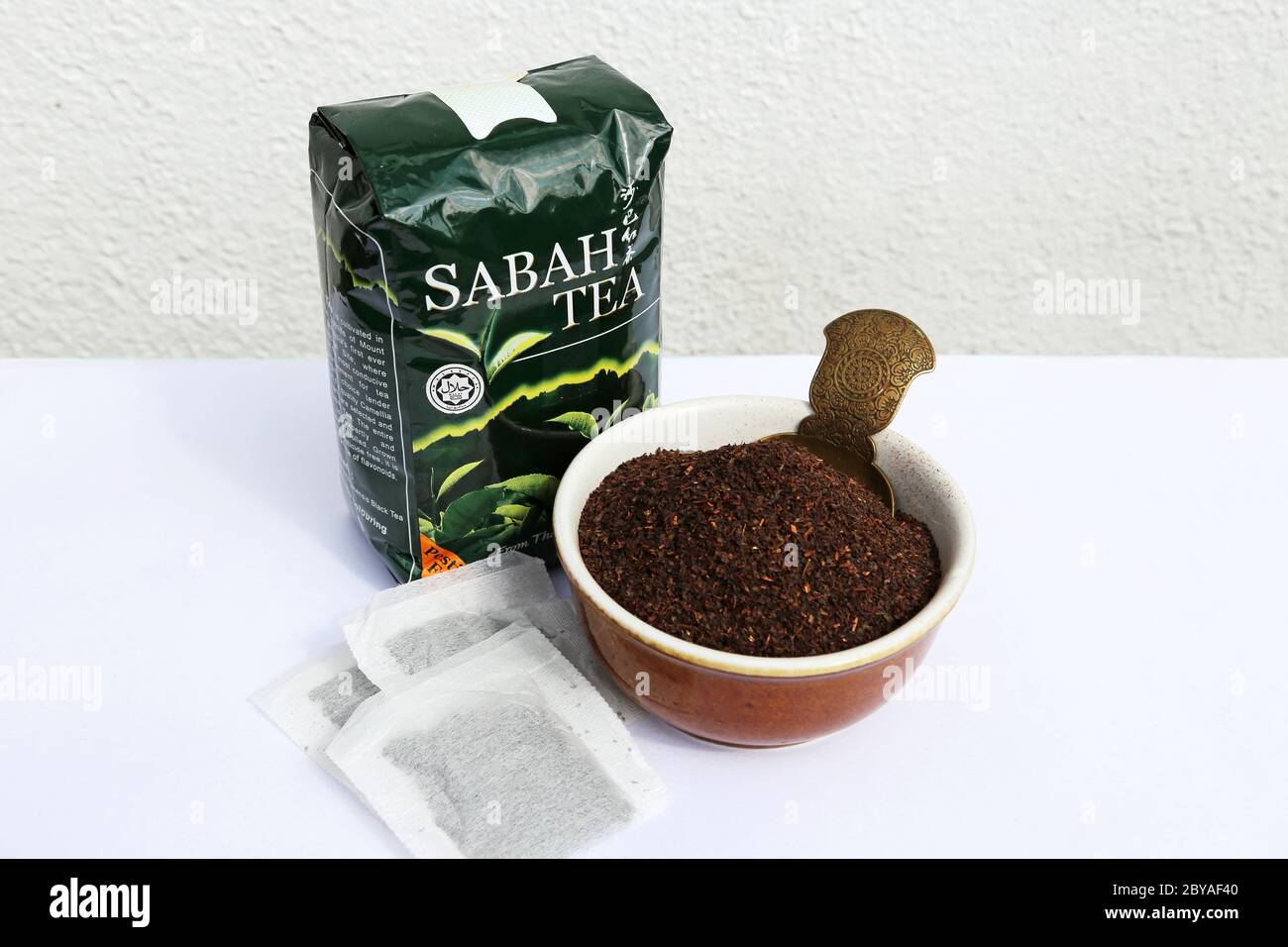 Packet of looseleaf black Sabah Tea (Camellia Sinensis, 200g) from