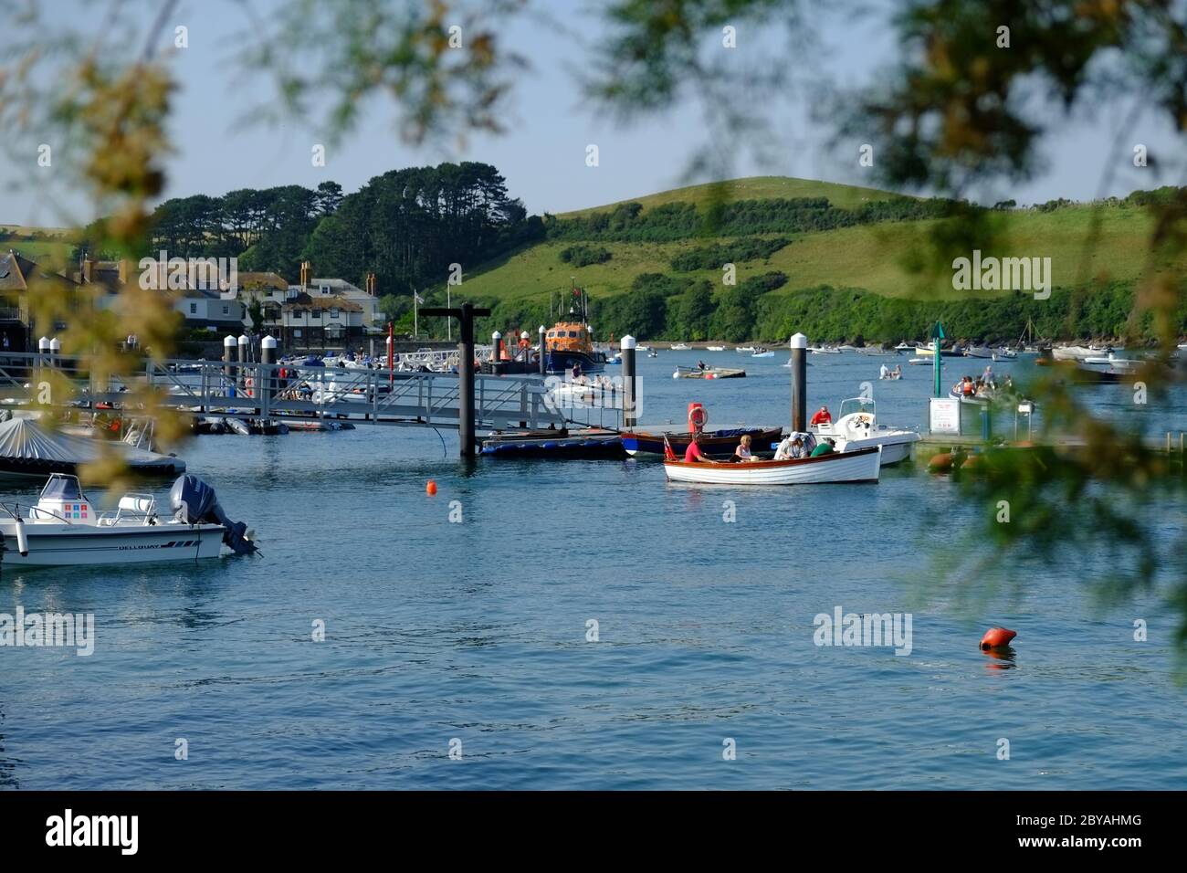 The Normandy Pontoon in Salcombe Harbour, Devon, England, United Kingdom on a summer's day. Stock Photo