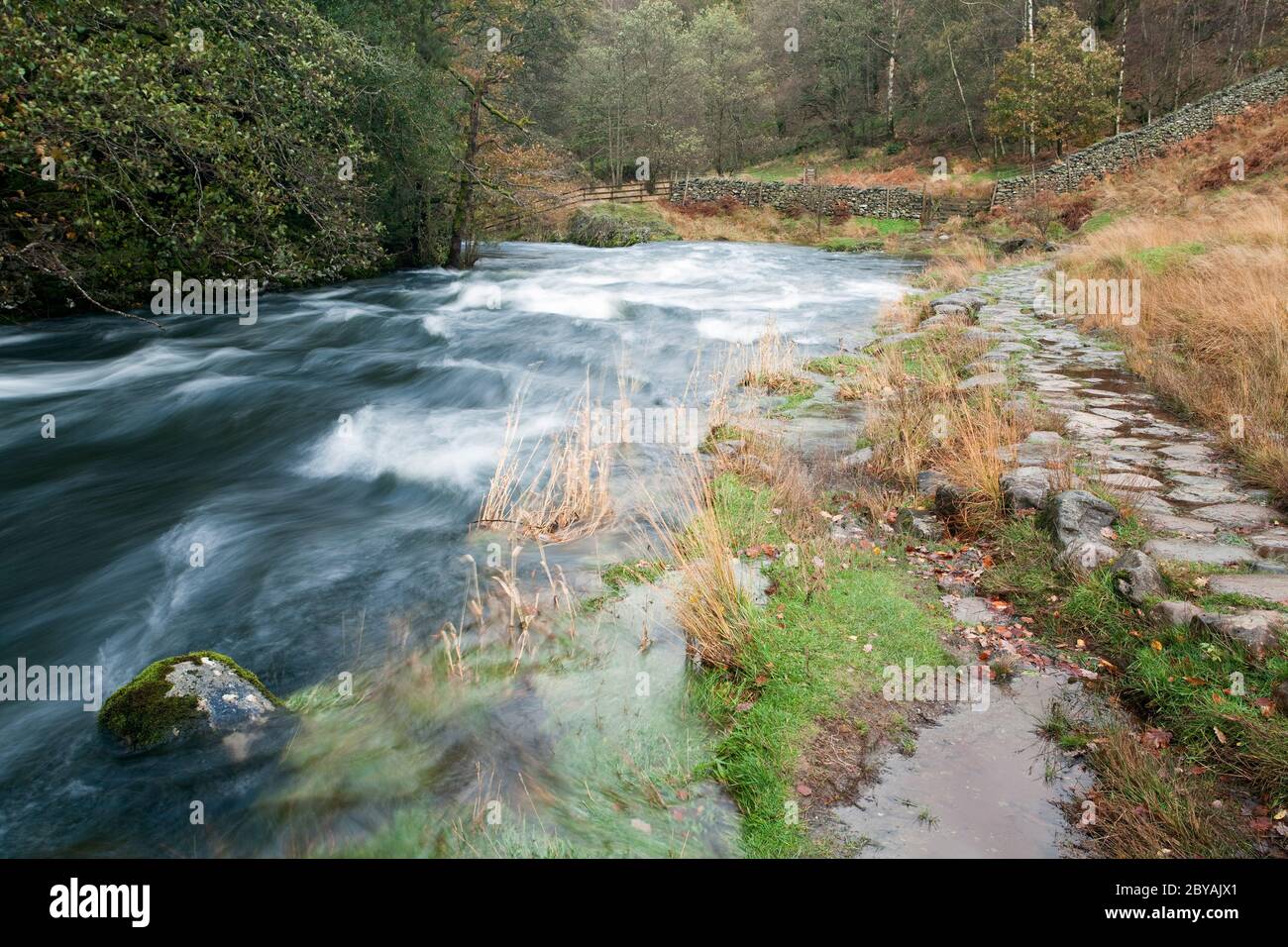 River Rothay near Grasmere in autumn, Cumbria, UK Stock Photo