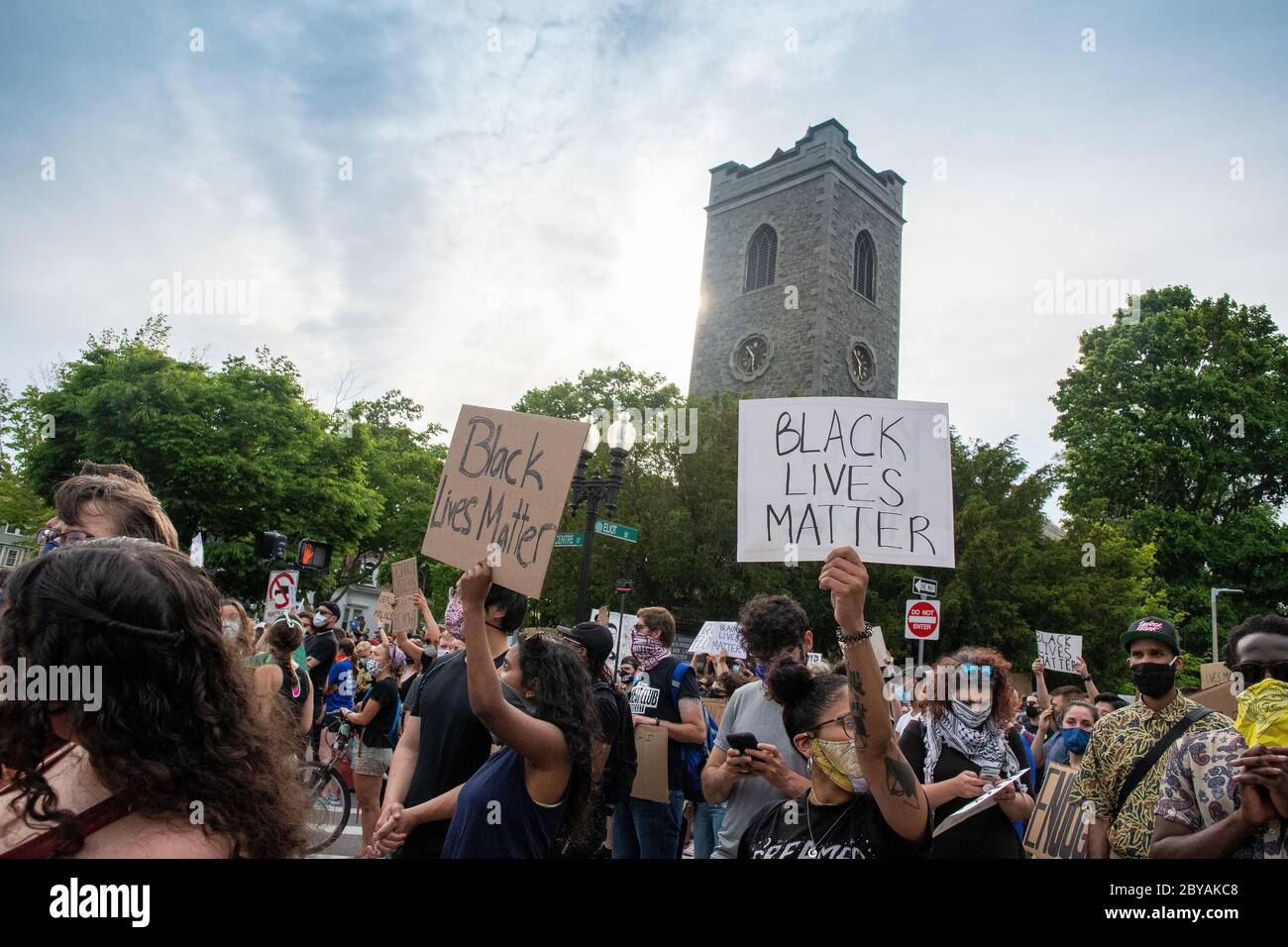 Black Lives Matter Vigil in Jamaica Plain MA, Thursday June 4th, 2020 Stock Photo