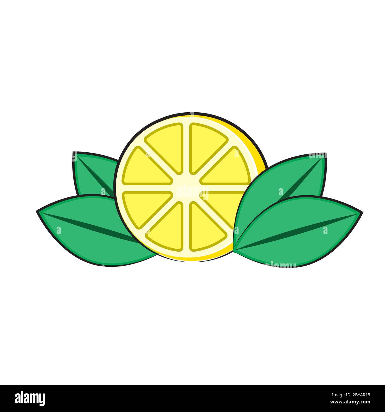lemon logo with leaves on a white isolated background. Vector image Stock Vector