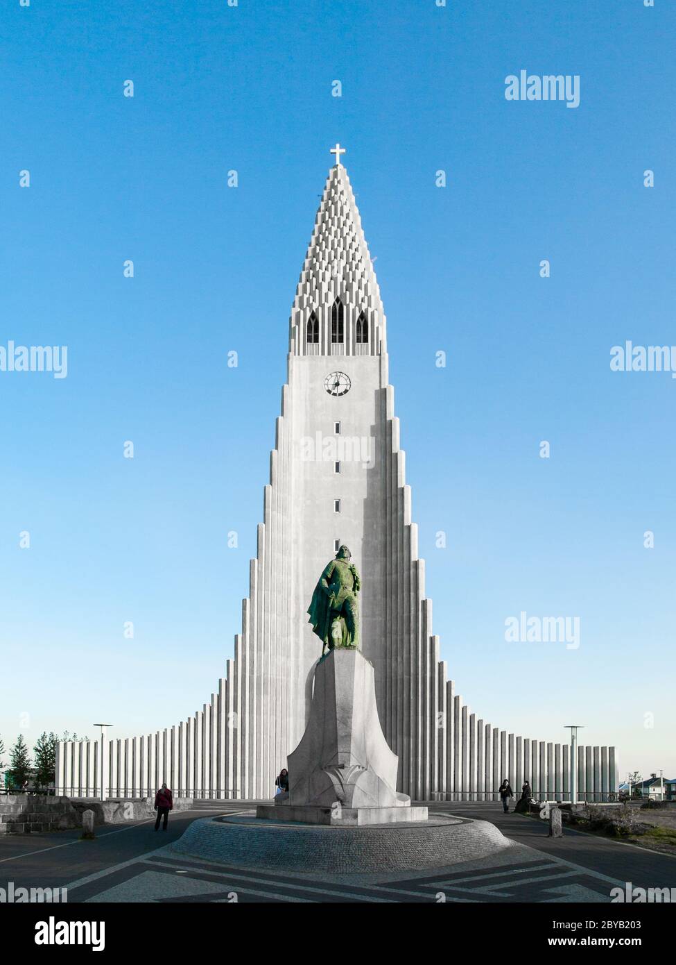 Hallgrimskirkja - white Lutheran Cathedral in Reykjavik, Iceland. Stock Photo