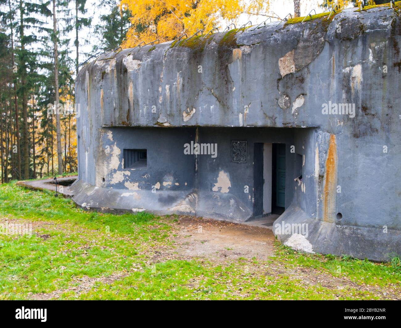 Czech concrete army bunker in northern Bohemia Stock Photo